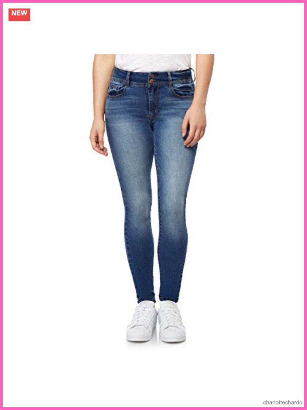 High Rise Skinny Jeans Insta Stretch Curvy Fit Double Button Denim